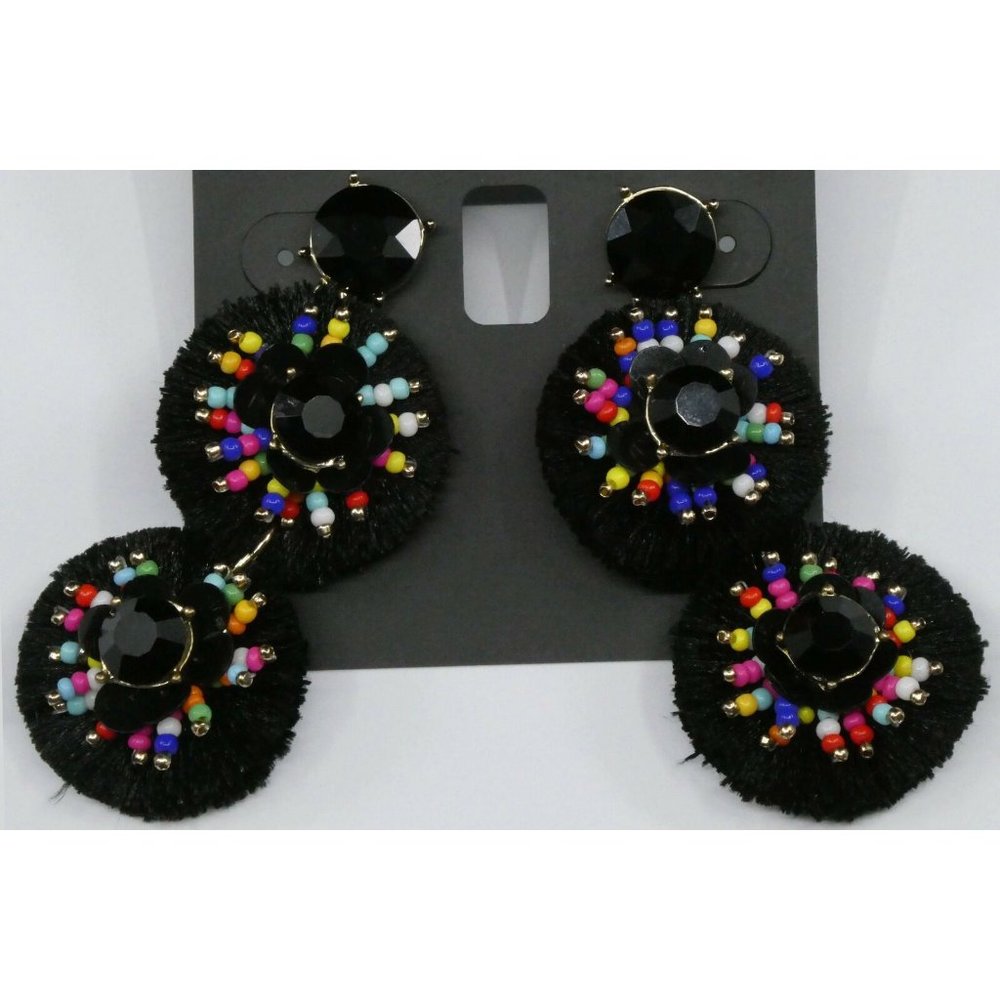 New Inc Gold-Tone Crystal & Multicolor Bead Fringe - Picture 4 of 4